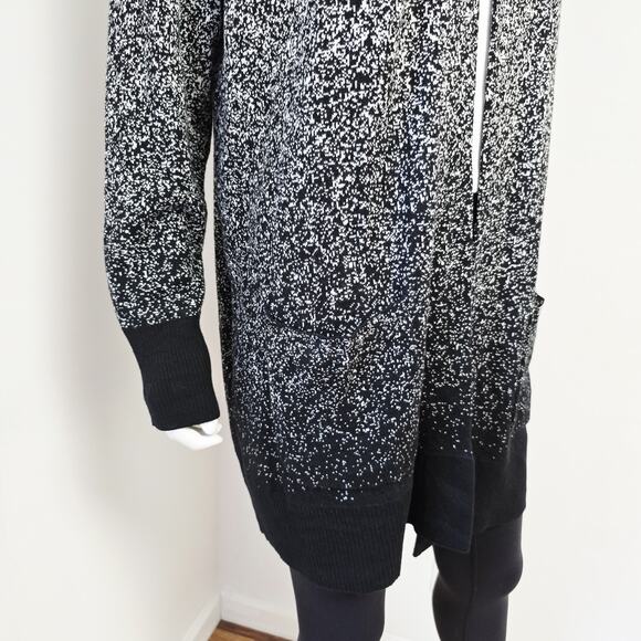 Chicos Zenergy Cardigan Sweater Size 2 L Ombre Gray Black Hooded Cotton Cashmere - Picture 5 of 9